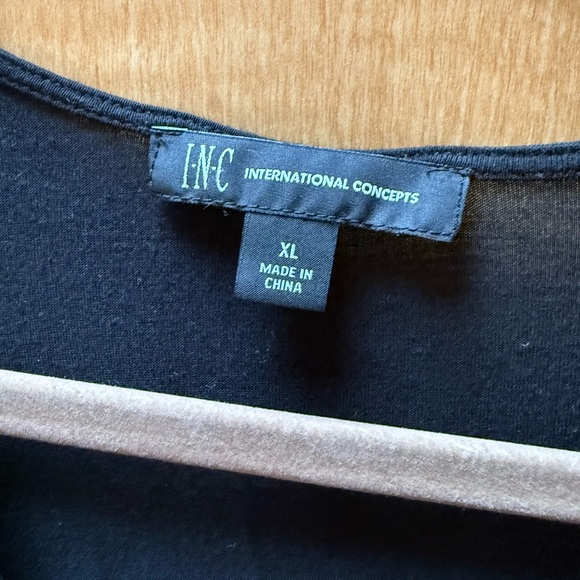 INC International Concepts Black V-Neck Blouse - Picture 2 of 3